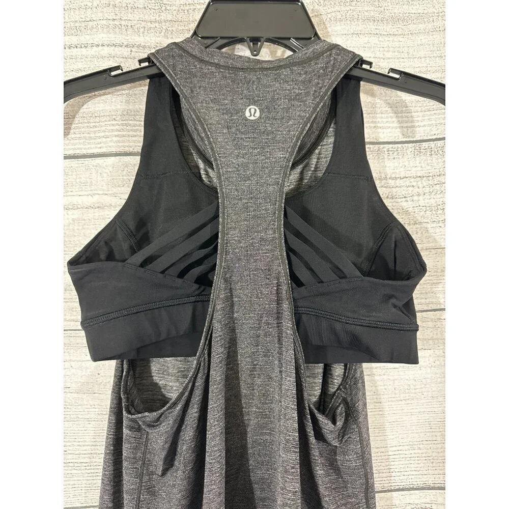 Lululemon Extra Mile Tank Heathered Black Size 6